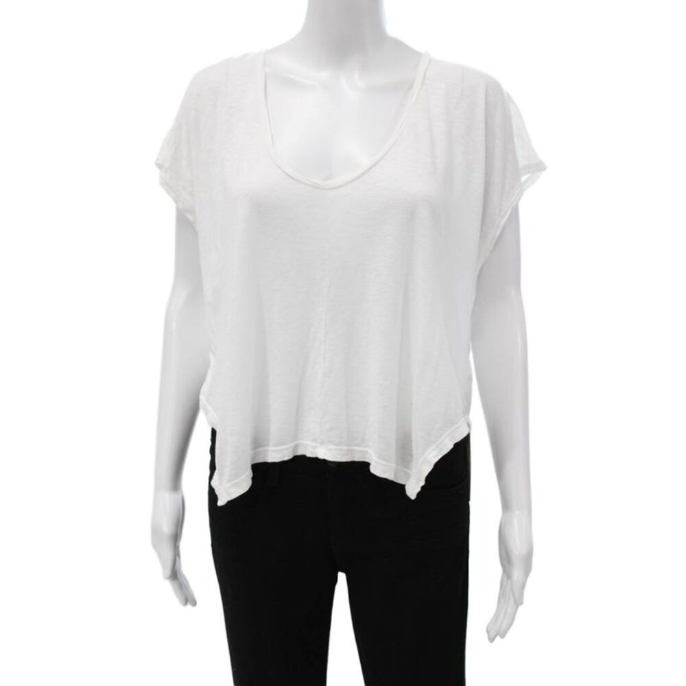 Graham & Spencer Womens V-Neck Short Sleeve T-Shirt White Petite Size XS